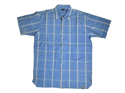 Vintage Plaid Short Sleeve Shirt - Blue