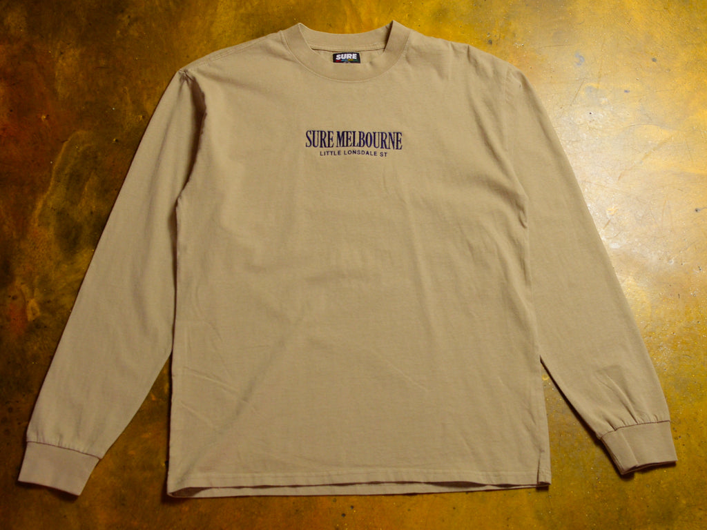 Little Lonsdale St. Heavyweight Embroidered Long-Sleeve - Faded Khaki / Navy