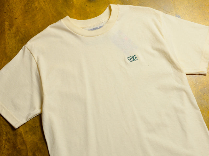 Crew Embroidered T-Shirt - Cream / Forest