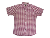 Vintage Plaid Short Sleeve Shirt - White / Burgundy / Lemon