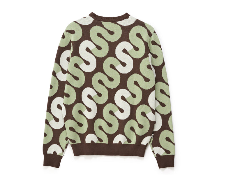 Tile Intarsia Knit Sweater - Chocolate