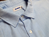 Oxford Script Short Sleeve Shirt - White / Blue Stripe