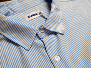 Oxford Script Short Sleeve Shirt - White / Blue Stripe