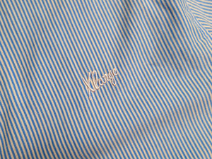 Oxford Script Short Sleeve Shirt - White / Blue Stripe