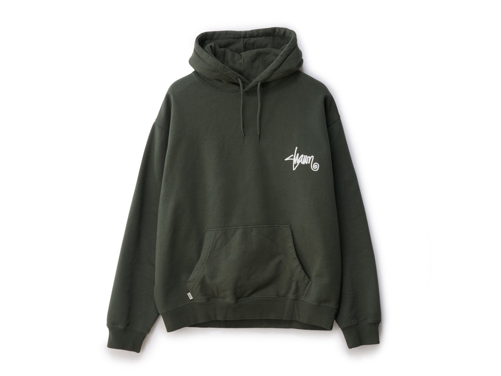 Shawn Script Hooded Fleece - Washed Forest