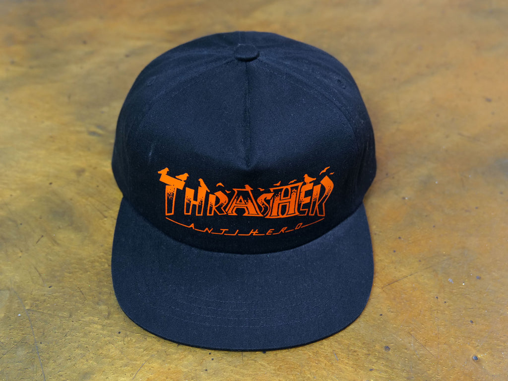 Thrasher x Antihero Pigeon Mag Snapback Cap - Black