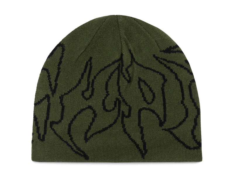 Razor Reversible Skull Beanie - Olive / Orange