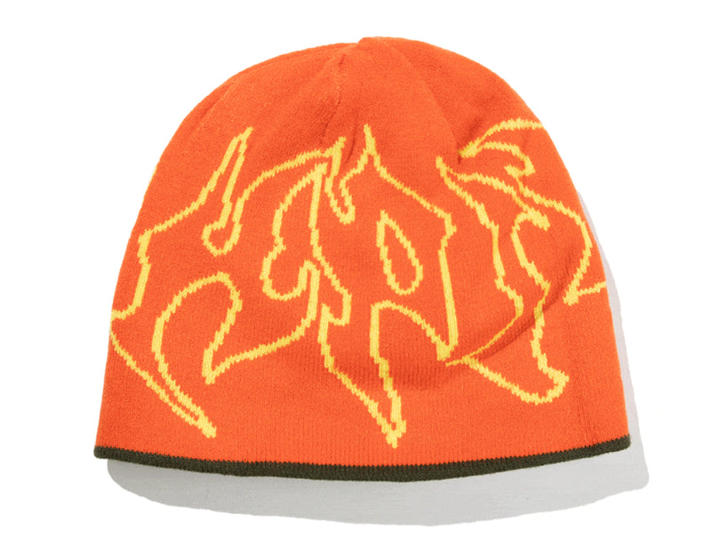 Razor Reversible Skull Beanie - Olive / Orange