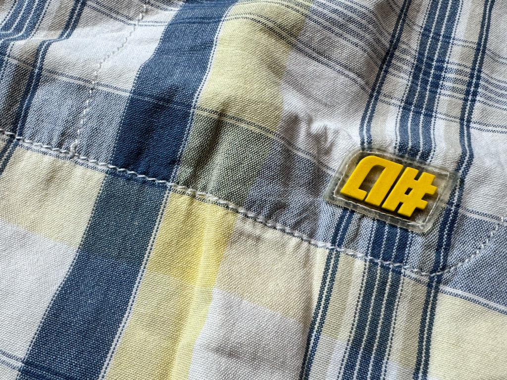 Vintage Plaid Short Sleeve Shirt - White / Navy / Lemon