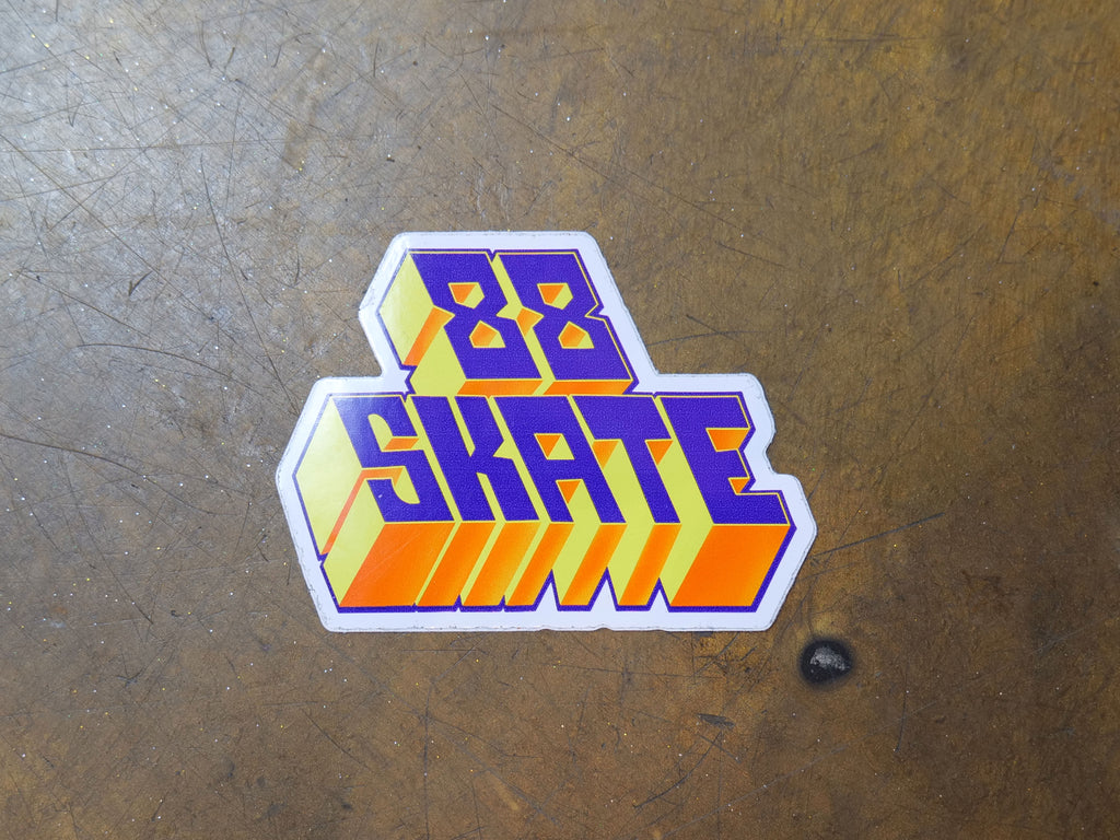 88 Skate Sticker - Purple/Orange/Yellow