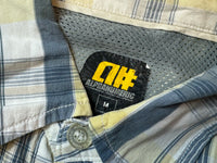 Vintage Plaid Short Sleeve Shirt - White / Navy / Lemon