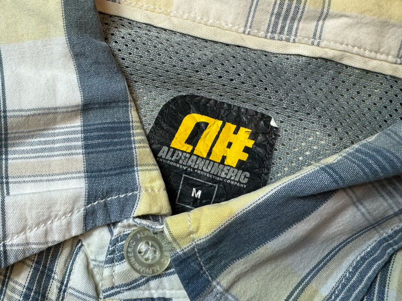 Vintage Plaid Short Sleeve Shirt - White / Navy / Lemon