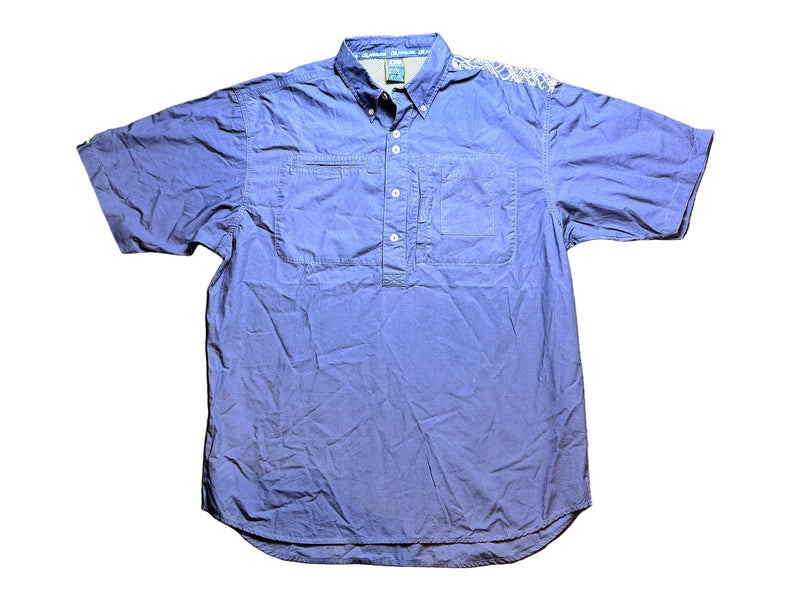 Vintage Performance Half Button Short Sleeve Shirt - Navy