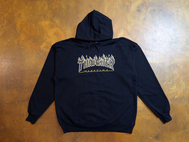 Thrasher Flame Logo Hood - Black/Yellow