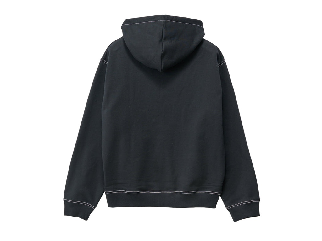 Script Zip Thru Hooded Fleece - Black