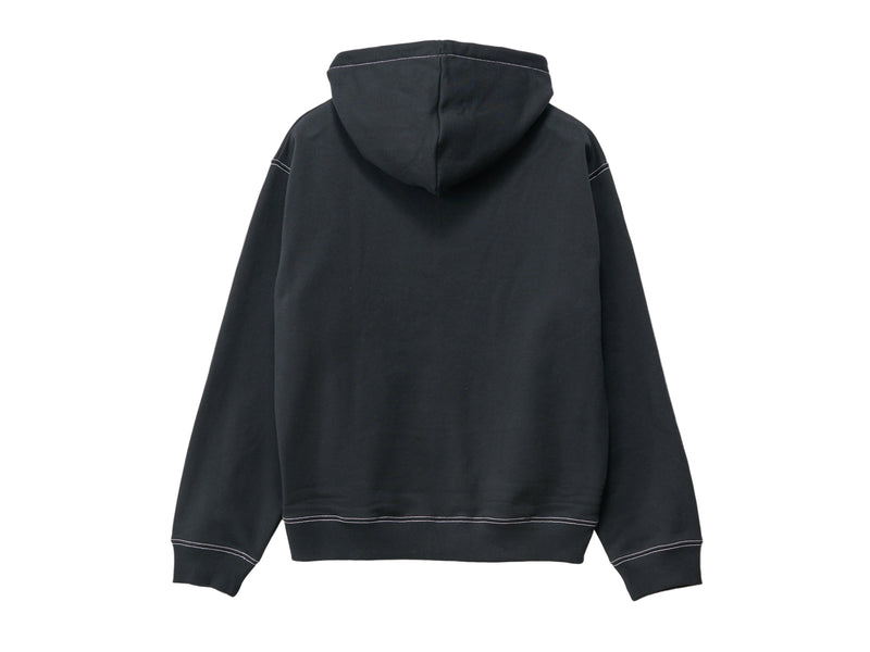 Script Zip Thru Hooded Fleece - Black
