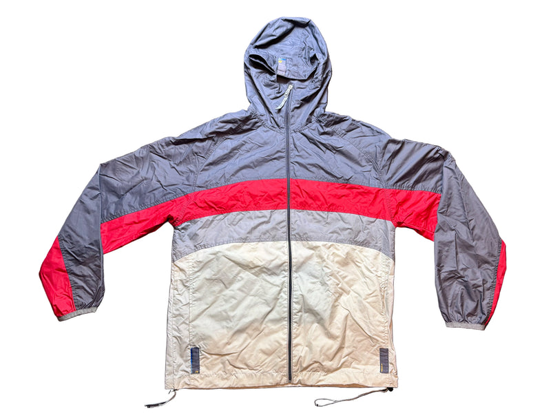 Vintage Hooded Mesh Lined Jacket - Charcoal / Red / Grey