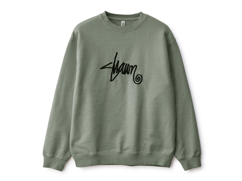 Shawn Script Embroidered Crew Fleece - Seagrass