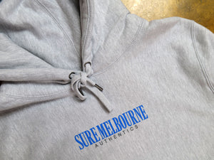 Little Lonsdale St. Super Heavyweight Reverse Weave Hooded Fleece - Grey Marle / Blue