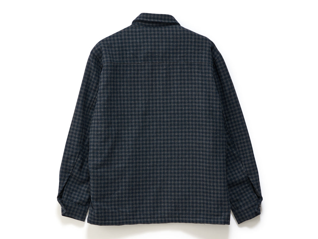 Plaid Zip-Thru Long Sleeve Shirt - Indigo