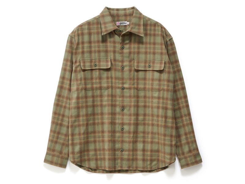 Plaid Long Sleeve Overshirt - Sage
