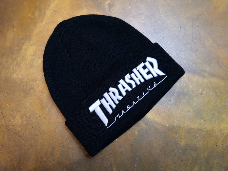 Thrasher Embroidered Logo Beanie - Black / White