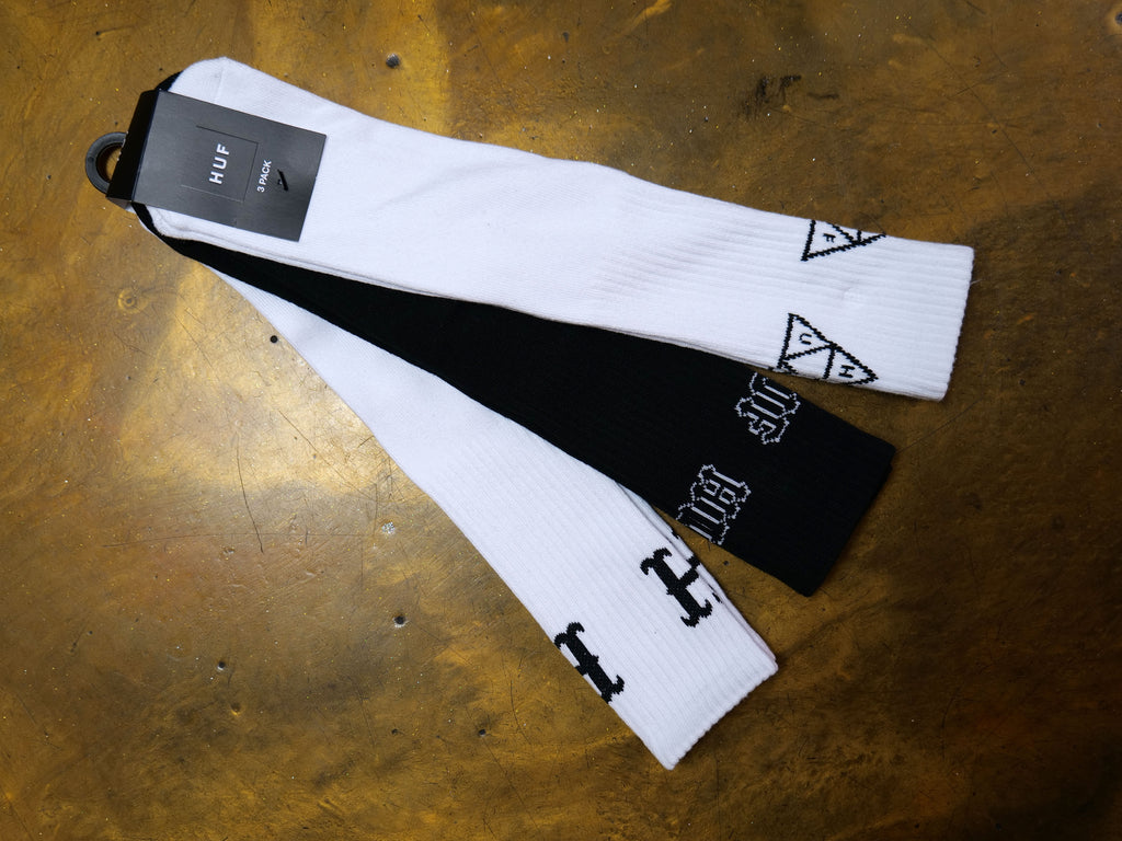 Core 3 Pack Crew Sock - Black / White