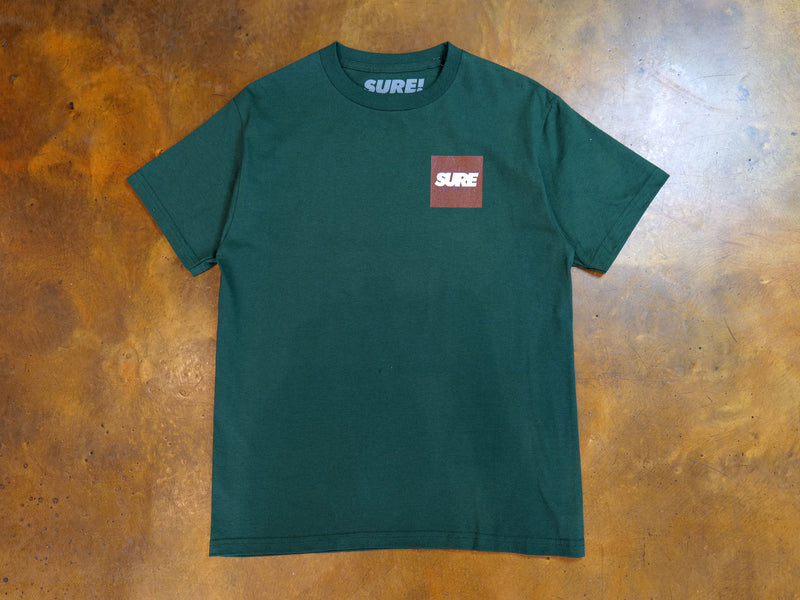 Banner Square T-Shirt - Forest Green / Chocolate / White