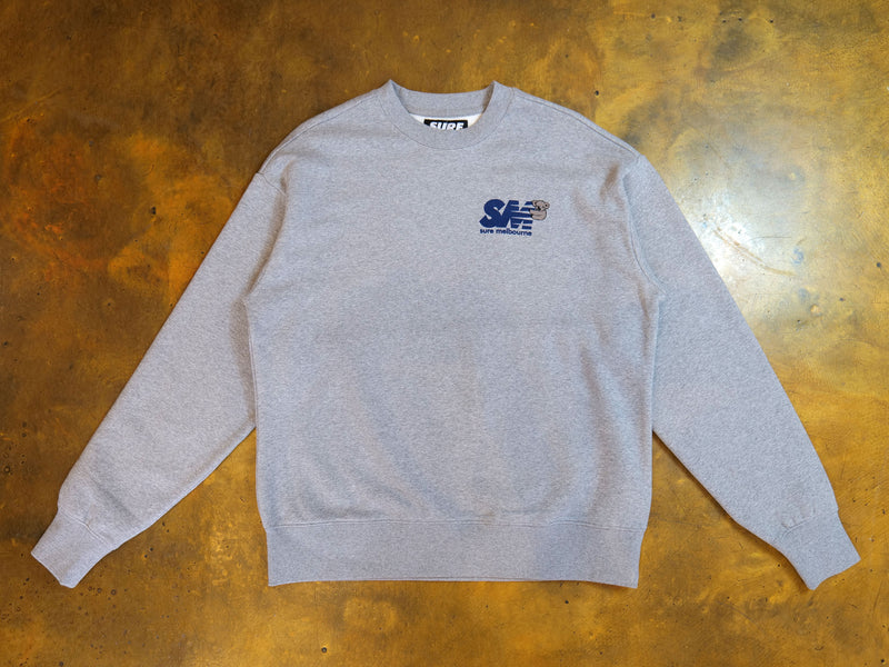 Clippy Heavy Fleece Crew - Grey / Navy