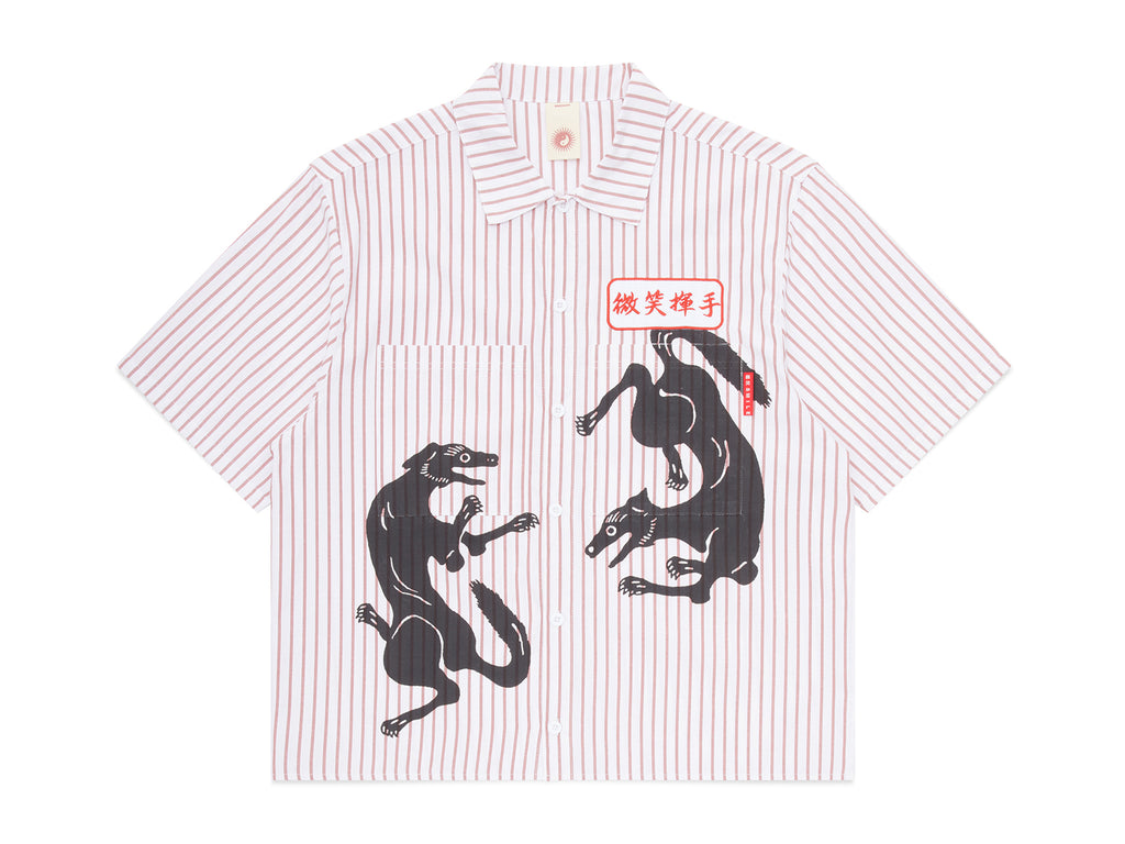 Monty and Pepper Short Sleeve Shirt - White / Brown