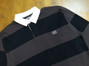 Crew Embroidered Stripe Rugby - Black / Coal / White