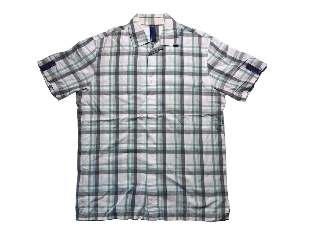 Vintage Plaid Short Sleeve Shirt - White / Grey / Green