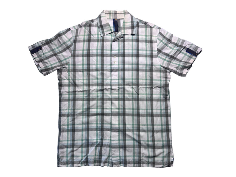 Vintage Plaid Short Sleeve Shirt - White / Grey / Green
