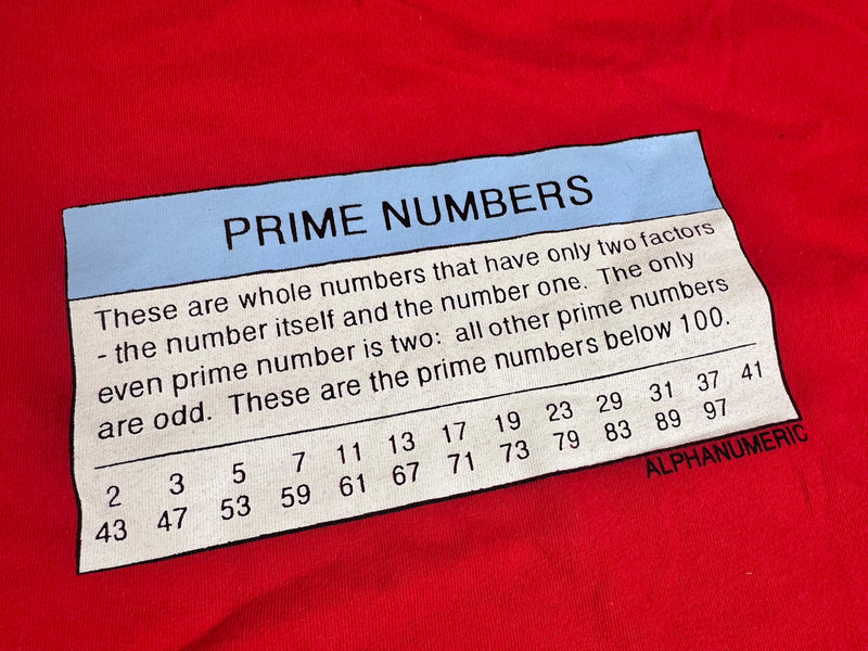 Vintage Prime Numbers T-Shirt - Red