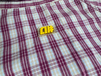 Vintage Plaid Short Sleeve Shirt - White / Burgundy / Lemon