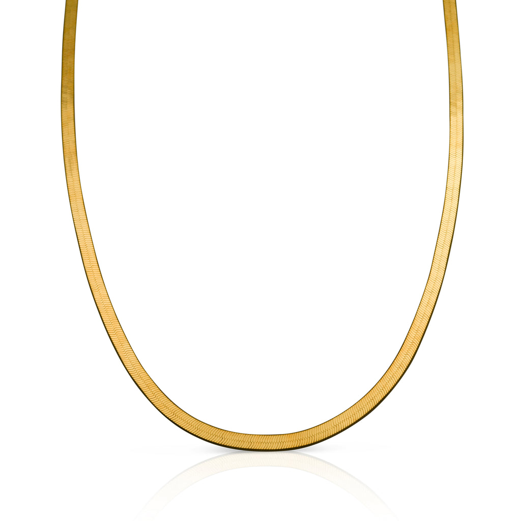 Carbone Sterling Silver 14k Yellow Gold Vermeil 4 mm wide herringbone chain - 55cm