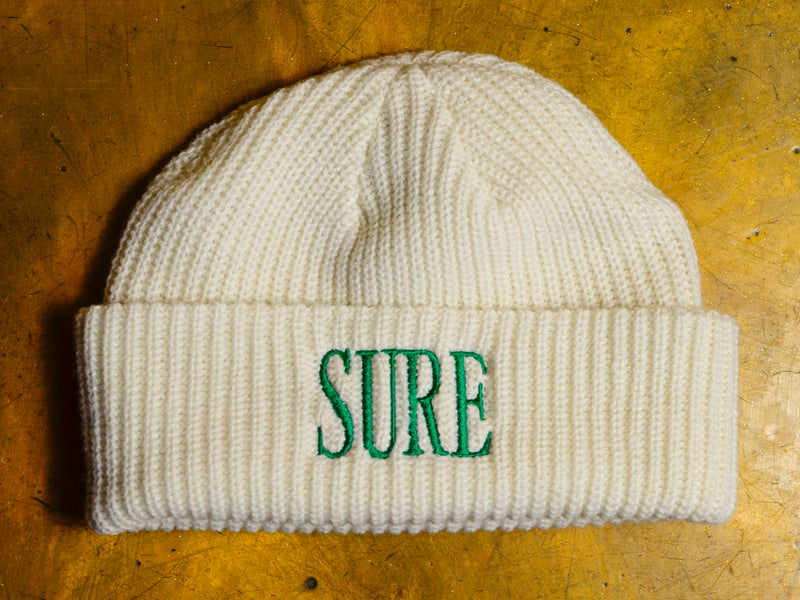 Crew Embroid Cable Beanie - Ecru