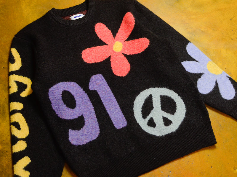 Flower and Peace Recycled Knit - Black