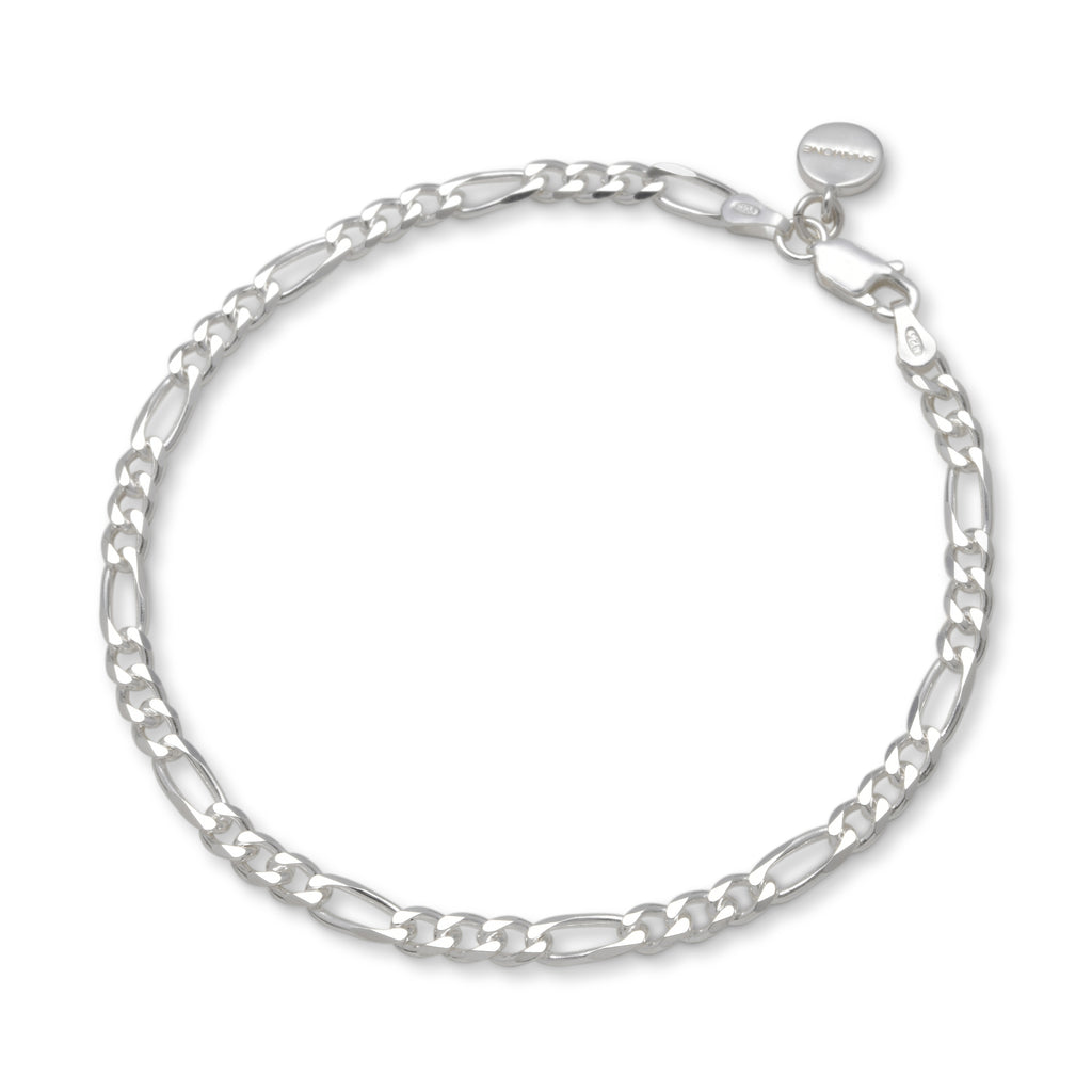 Mariano Sterling Silver 3+1 Figaro Bracelet - 20 cm Length