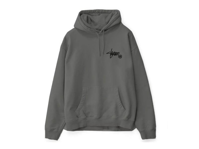 Shawn Script Hooded Fleece - Steel Grey