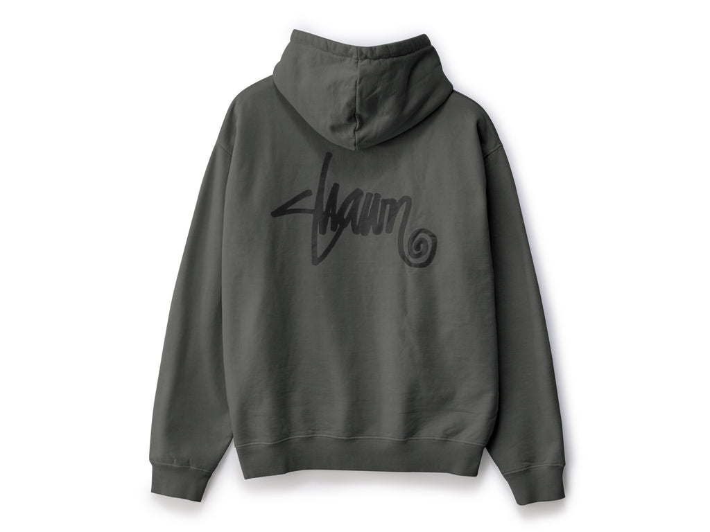 Shawn Script Hooded Fleece - Steel Grey