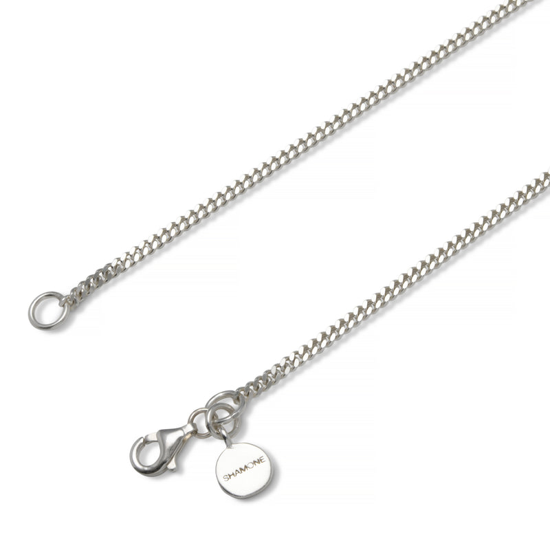 Shamone Skateboard Necklace Sterling Silver 60cm Curb Chain w/ Skateboard Pendant