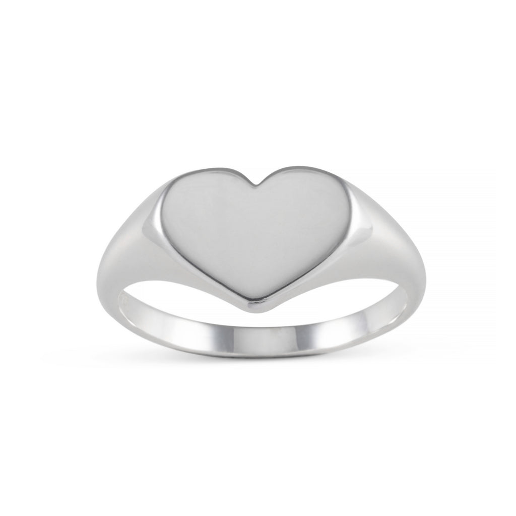 Sofia Sterling Silver Heart Signet Ring 12mm x 7mm Top