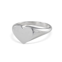 Sofia Sterling Silver Heart Signet Ring 12mm x 7mm Top