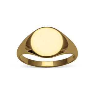 The Dasher Sterling Silver 14k Yellow Gold Vermeil 11 mm x 10 mm Solid Round Signet Ring