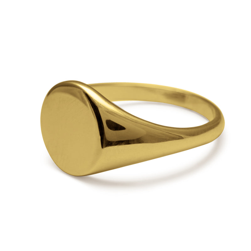 The Dasher Sterling Silver 14k Yellow Gold Vermeil 11 mm x 10 mm Solid Round Signet Ring