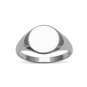 The Dasher Sterling Silver 11 mm x 10 mm Solid Round Signet Ring