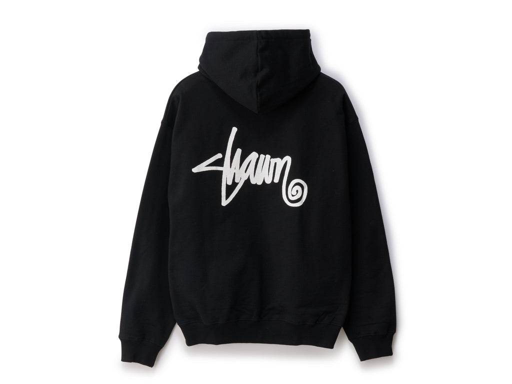 Shawn Script Hooded Fleece - Black