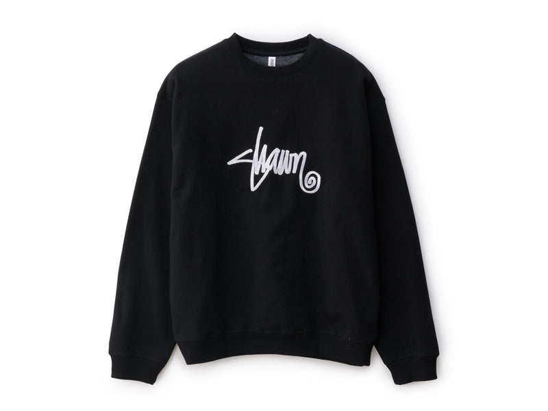 Shawn Script Embroidered Crew Fleece - Black