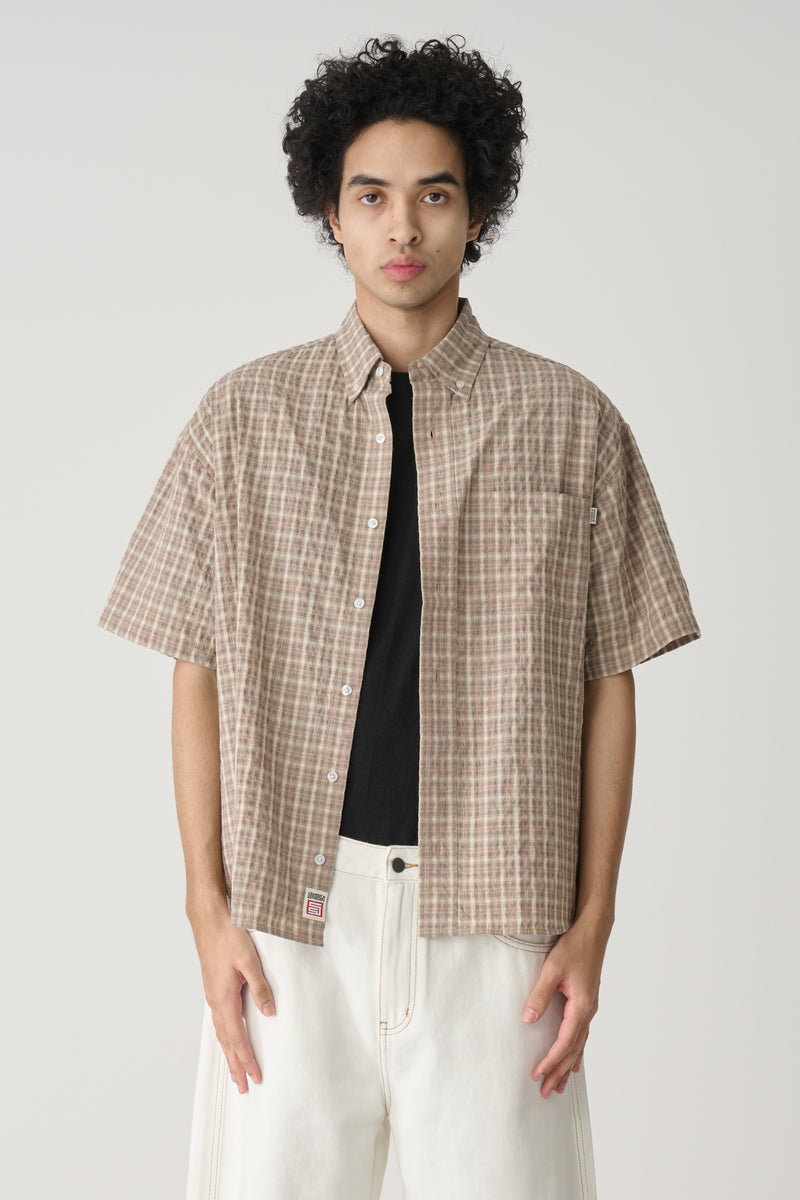 Yard Plaid Short Sleeve Shirt - Orange